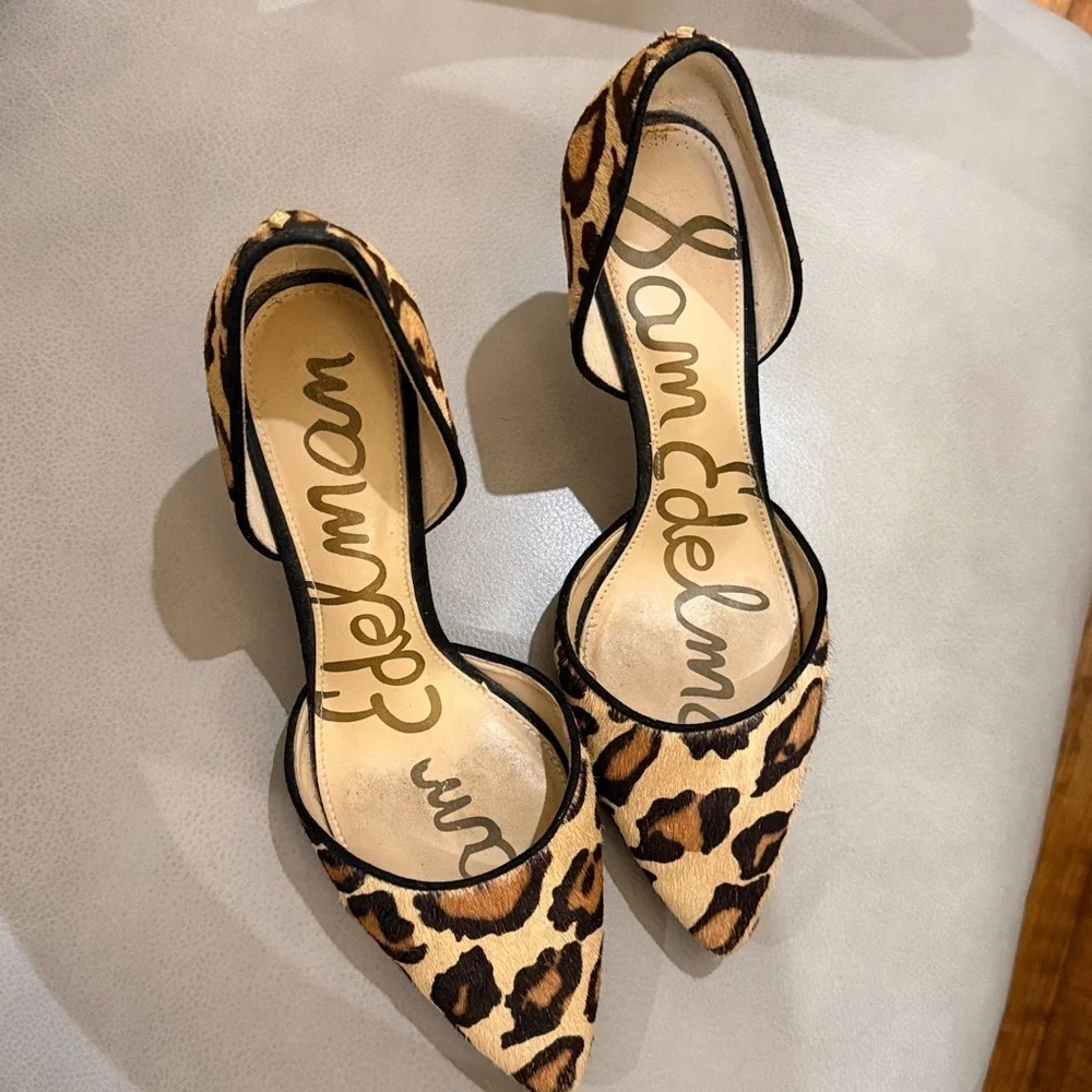 Sam Edelman Tesla Leopard Calf-hair D'Orsay pumps 7